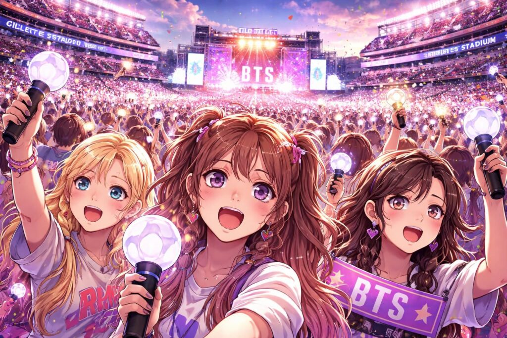 découvrez l'ambiance électrisante au gillette stadium de boston où les fans en délire célèbrent l'arrivée triomphale de la sensation k-pop bts, un événement mémorable à ne pas manquer.