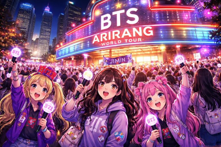 découvrez l'effervescence à chicago alors que les fans de k-pop affluent pour la première soirée du concert 'arirang' de la tournée mondiale bts, un événement musical incontournable.